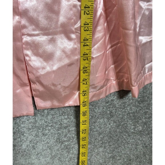 Vintage Victorias Secret Pink Satin Robe Size‎ M/L Floral Applique POCKETS - Picture 7 of 8
